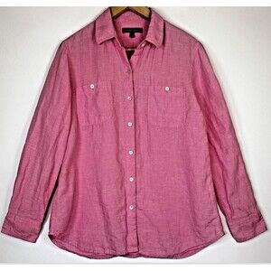Tommy Bahama Shirt Womens Small Linen Button Up Long Sleeve Pocket Lightweight‎